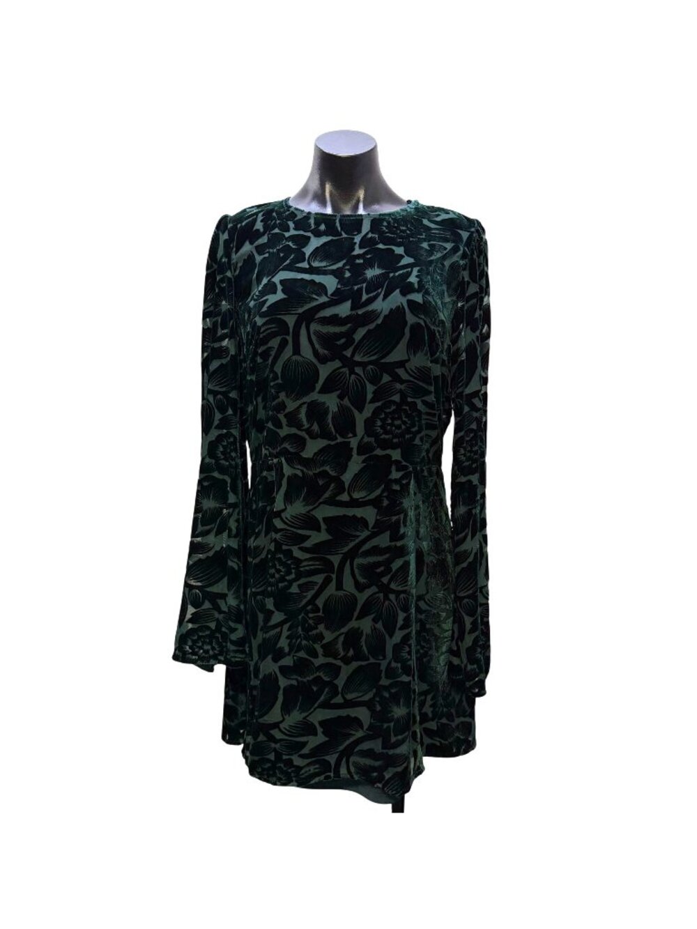 NWT Hyacinth House Green Velvet Floral Long Sleeve Dress L